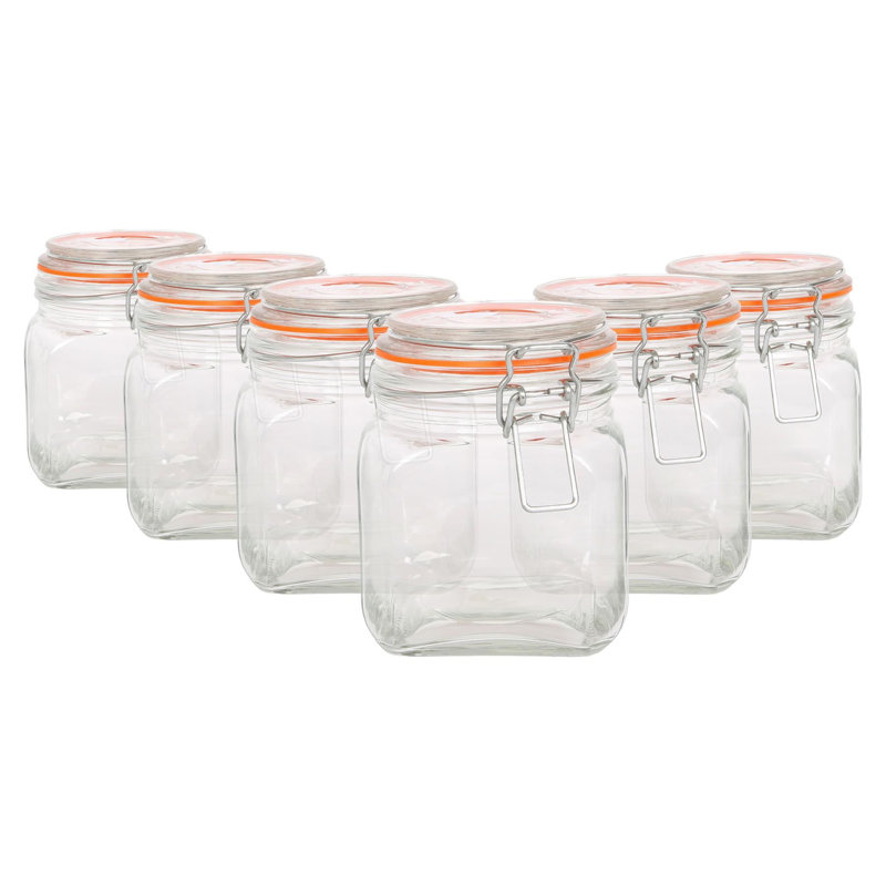 Glass Jar - Set of 6, Light Clear, 28 cm H x 10.5 cm W x 10.5 cm D