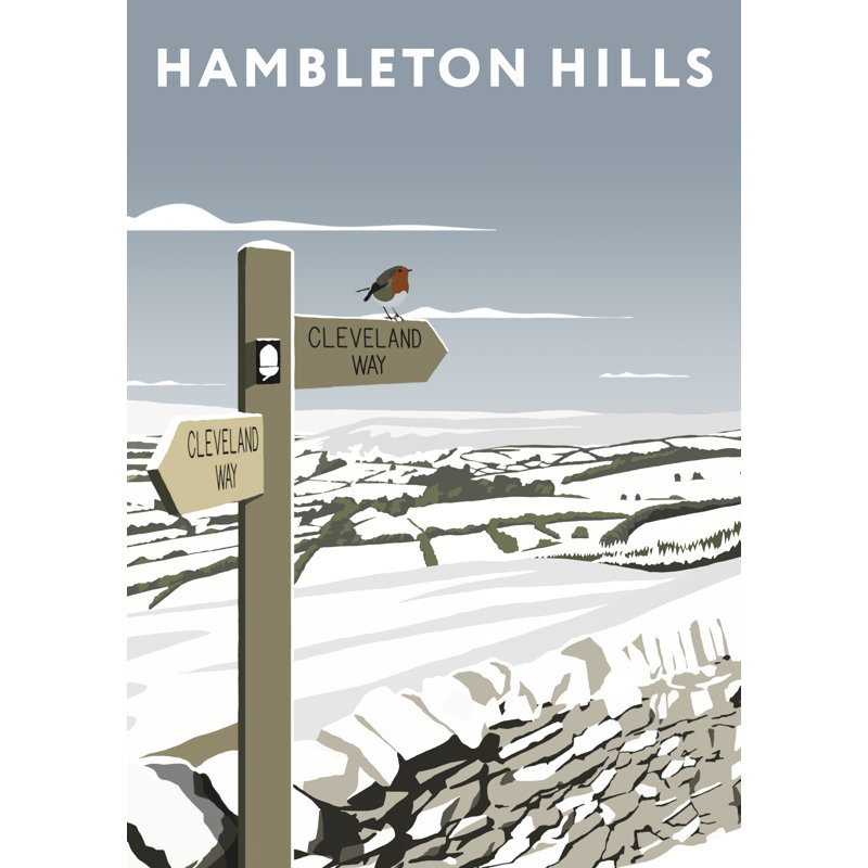 Hambleton Hills in Snow 1 Piece Wall Art, 50 cm H x 40 cm W x 1 cm D, No Frame