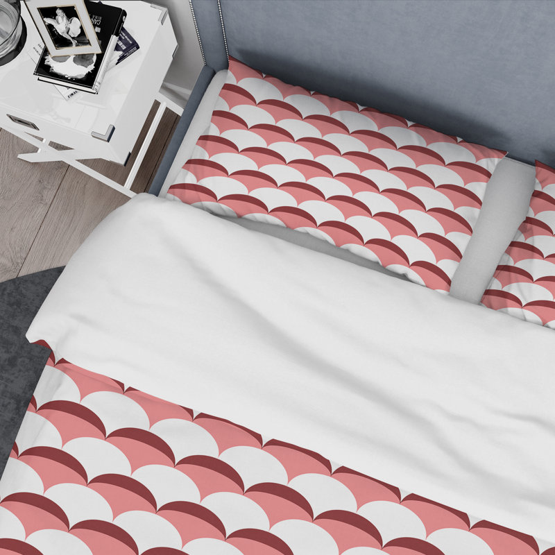 Geometrical Retro Design V - Modern Abstract Duvet Cover Set - Microfiber Polyester, King Duvet Cover + 2 Shams