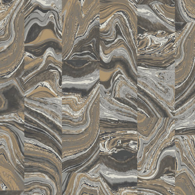 Rouleau de papier peint métallique 33 pi x 20,5 po agate tile Kinsley