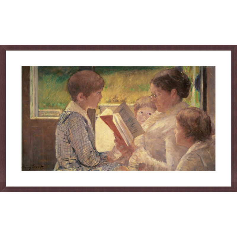 « Mme Cassatt lisant à  ses petits-enfants » de Mary Cassatt – Reproduction giclée encadrée, 25.82" H x 41.5" W