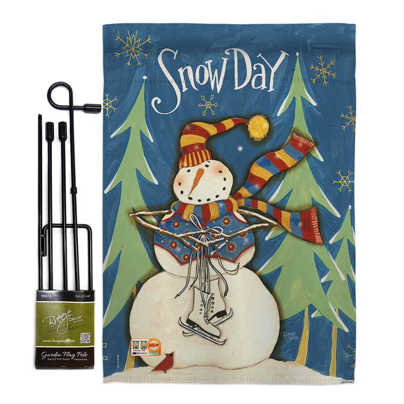 "winter snow day wonderland" , impressions en polyester de 2 côtés 19 po x 13 po ensemble de drapeau