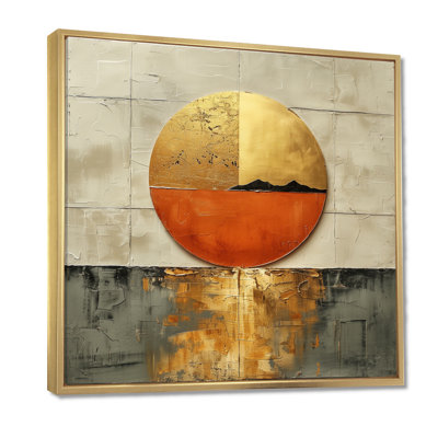 Gold Japanese sunset on lake - Japan Framed Wall Art
