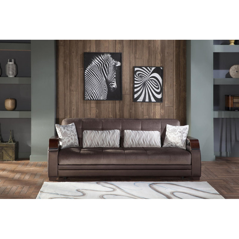 Canapé naturel brun Colins, Polyester 100 % gris foncé