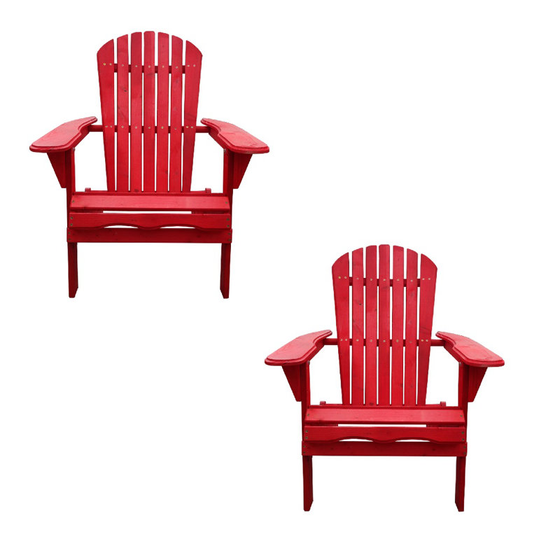 Chaise adirondack pliante en bois massif Arana, Rouge