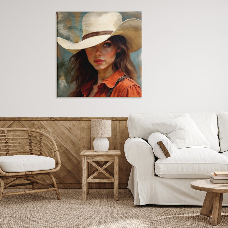 «Cowgirl Gaze Beneath Hat», conception de Kim Allen, H 36 po x l 36 po