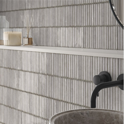 Karatsu 4.5 in. x 9 in.  Fluted Kit-Kat Porcelain Wall Tile (6.86 Sq. Ft. / Case)