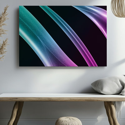 Reproduction d'art sur toile créant une composition abstraite visuellement saisissante avec des formes géométriques fluides qui s'entrelacent de façon dynamique sur toile