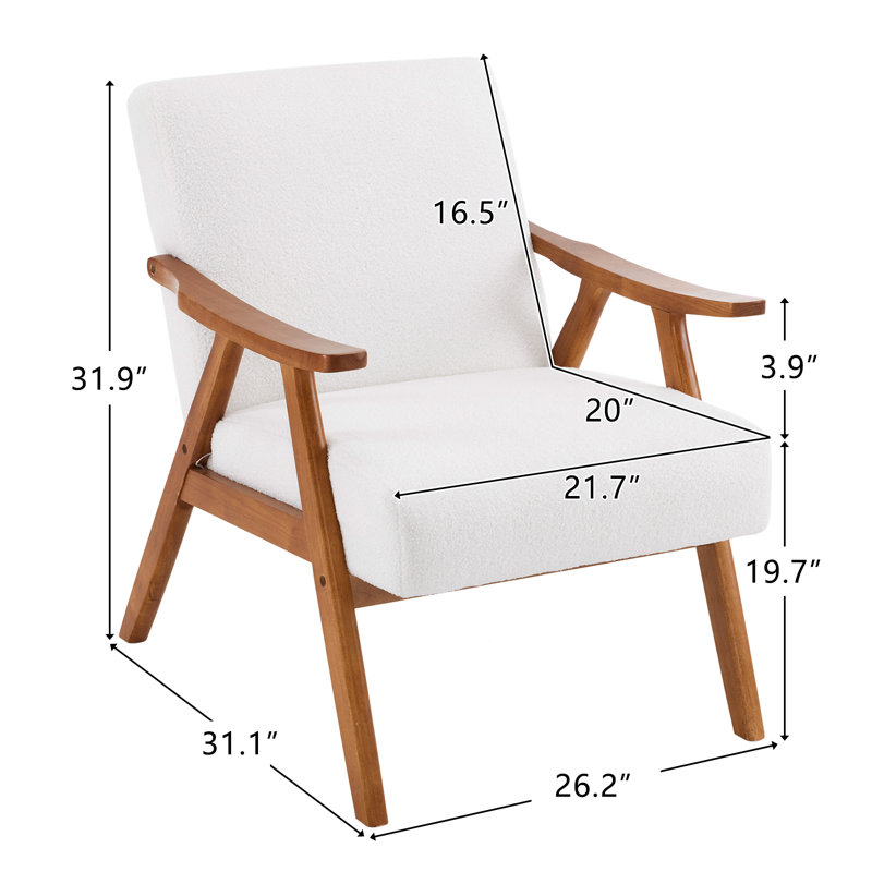 Fauteuil Khymani de 21,7 po de largeur, White Linen
