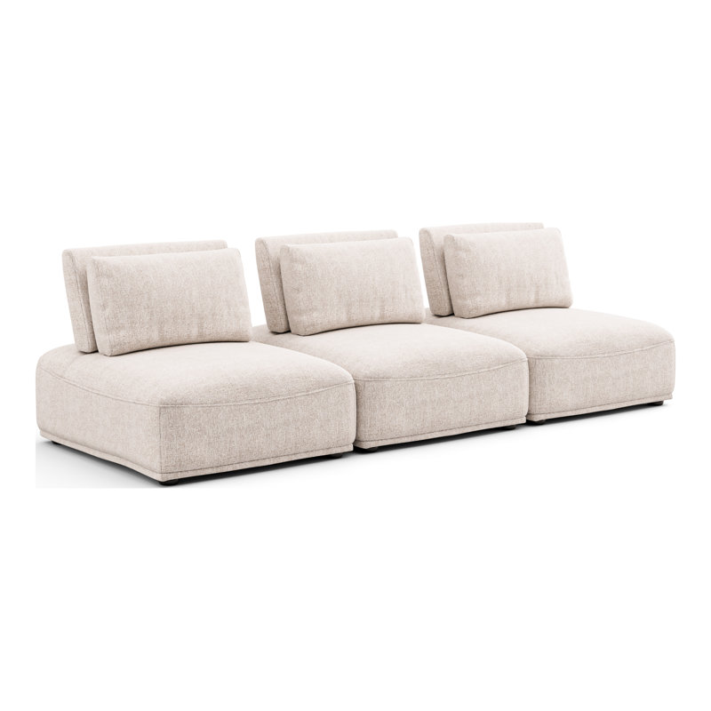 Aukeem 3 - Piece Upholstered Sectional, Beige Polyester