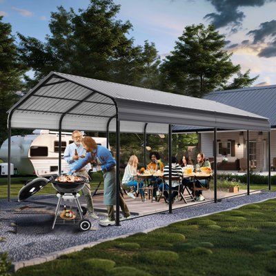 Abri de voiture en acier galvanisé 1220 pi - Garage spacieux pour camions
