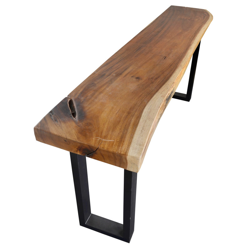 Light Brown Live Edge Solid Acacia Wood Console Table With Black Matte Iron Frame Light Brown Live Edge Solid Acacia Wood Console Table With Black Matte Iron Frame
