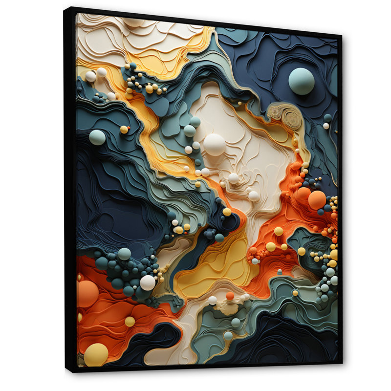 Biomorphism Organic Forms II - Biomorphism, art mural, Cadre flottant noir, H 40 po x l 30 po x P 1,5 po