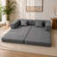 Canapé à deux places, canapé-lit à double usage pliable, canapé polyvalent compressible, canapé de salon à cadre large, canapé moelleux en éponge pure, canapé en velours gris à rayures fines