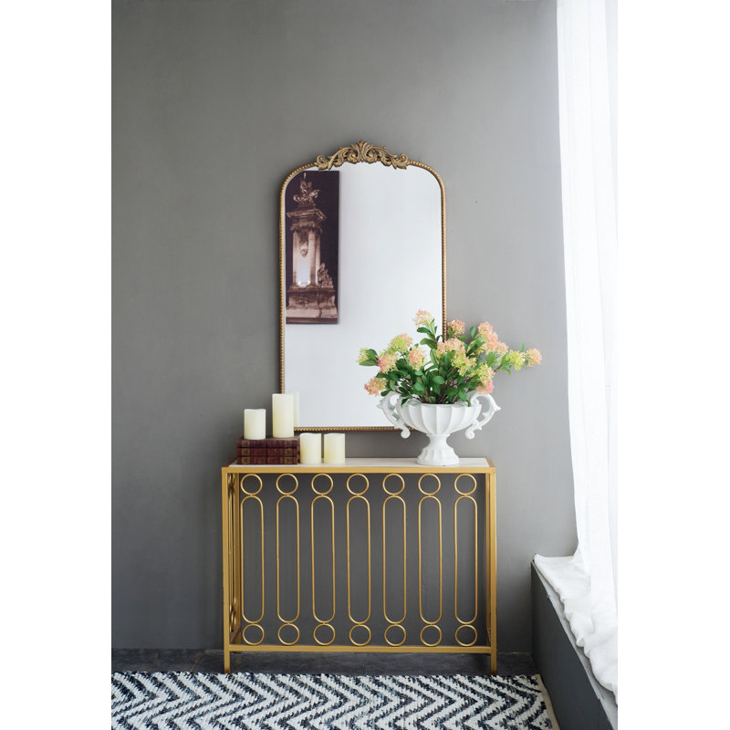 Modern Design Mirror, Wall Mirror For Bathroom Bedroom Living Room, Gold, 41.7" x 24"