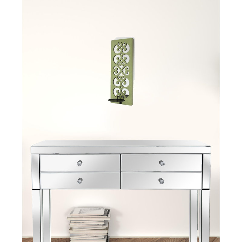 17 po x 6 po x 5 po vert, bois, miroir - applique pour bougeoir