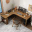 Bureau en coin en bois massif avec tablettes de rangement-1725692009