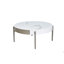 Table basse ronde moderne avec tiroirs et pieds en métal, table basse cylindrique avec pieds