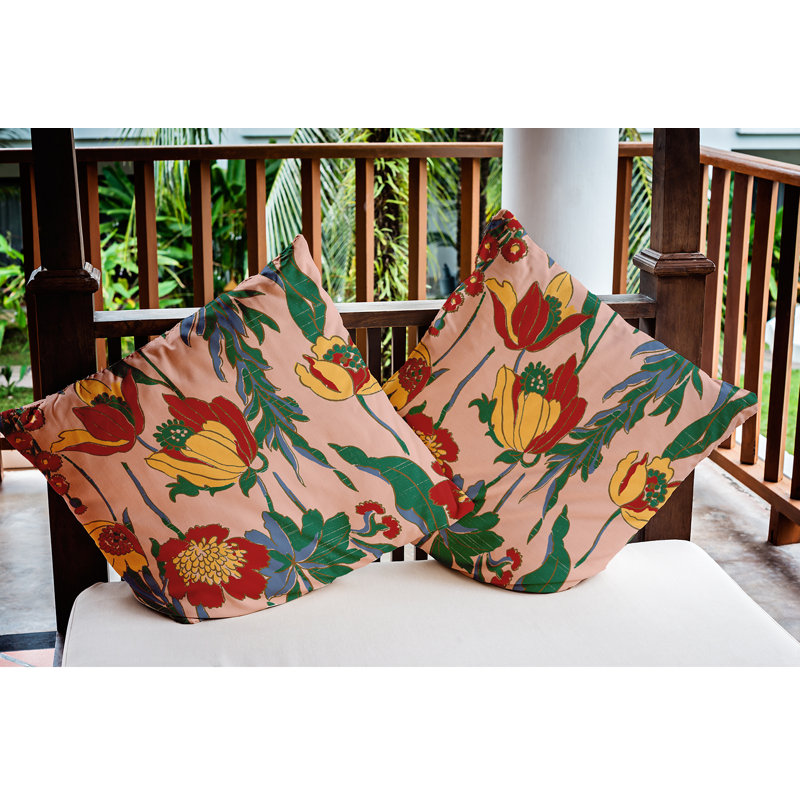 Housse et insert de coussin décoratif floral en polyester pour l'intérieur et l'extérieur, 20 po x 20 po