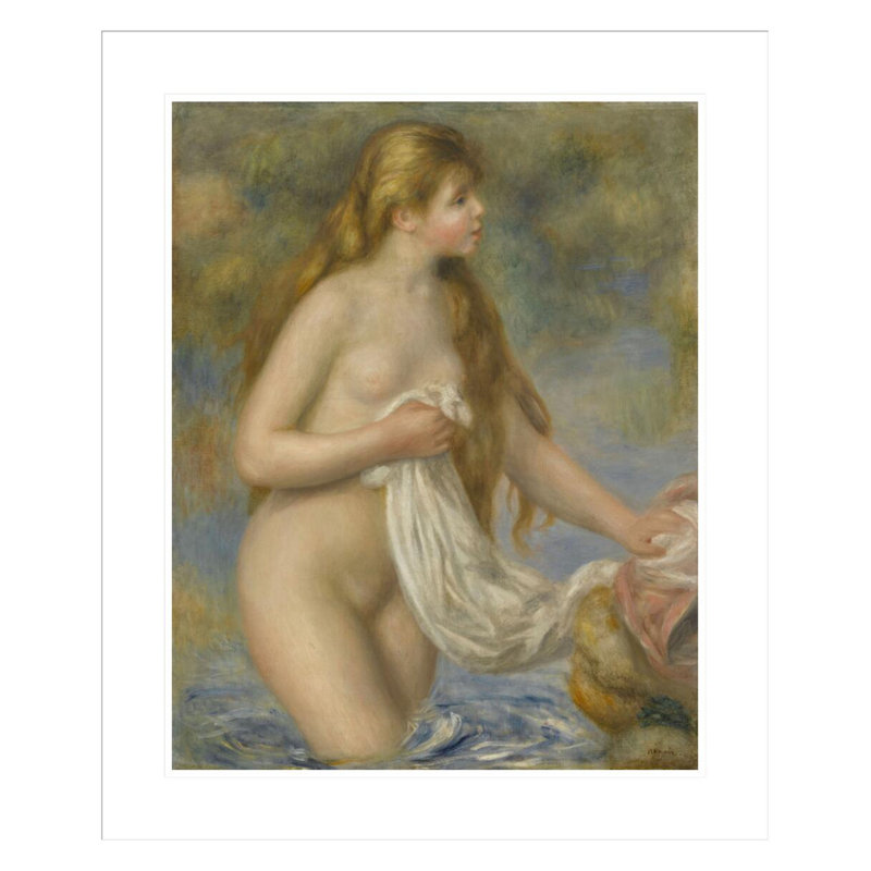 Baigneuse aux cheveux longs par Pierre-Auguste Renoir, H 28,11 po x l 23,5 po