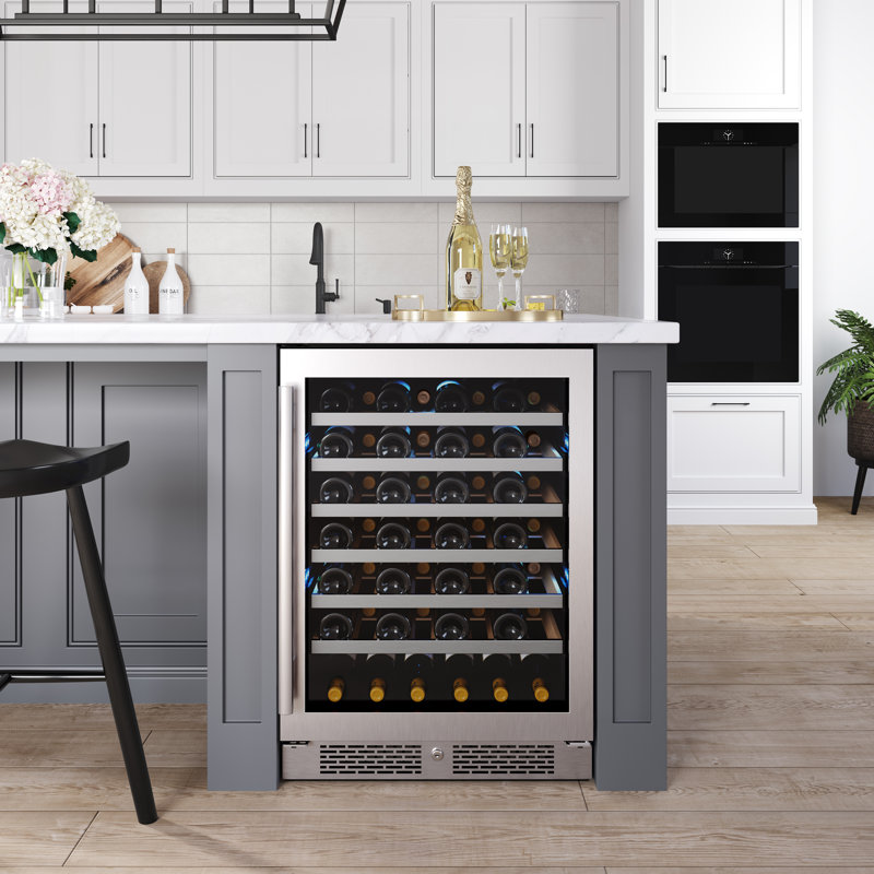 53 Bottle Single Zone Built-In Wine Refrigerator, Left Handed