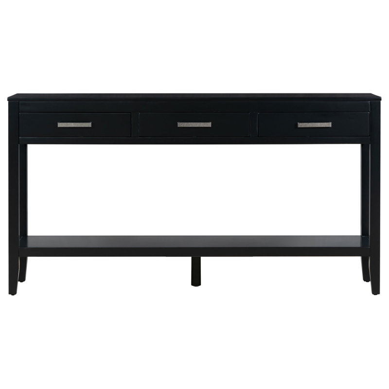 Console avec tablette inférieure et 3 tiroirs, Noir
