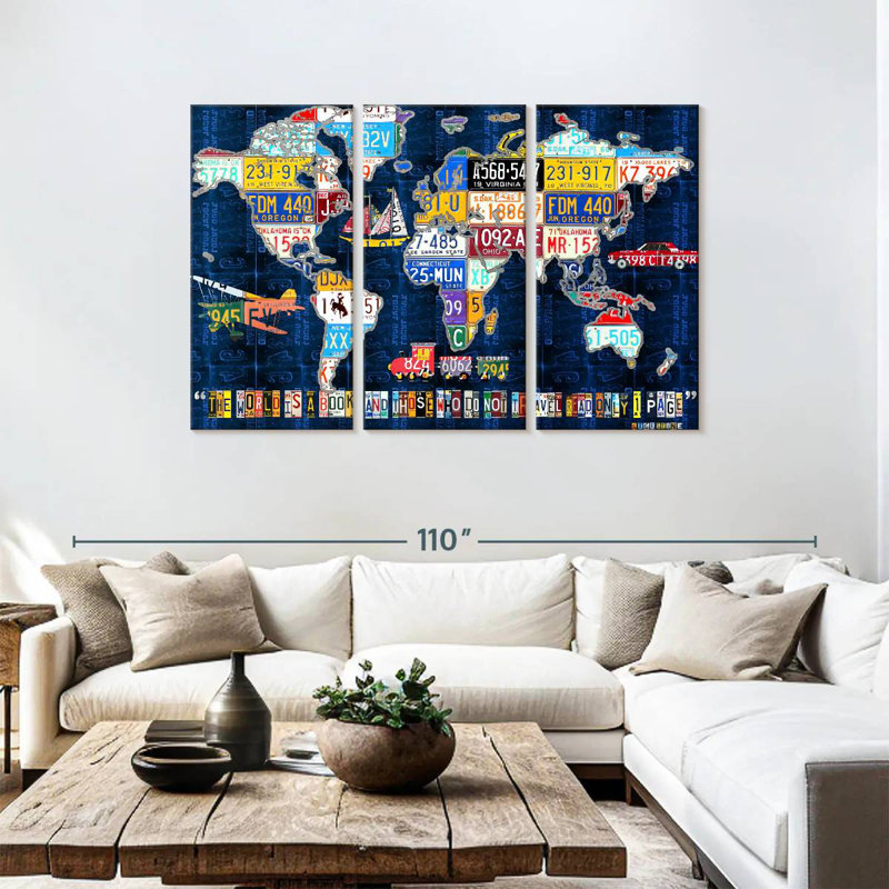 Aliaz World Map Augustine, 48" H x 74" W
