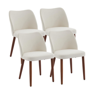 Chaise de salle à manger rembourrée avec pieds en bois, dossier à oreilles, chaise de cuisine en bois avec coussins épais