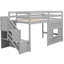 Lit mezzanine simple gris avec escalier de rangement intégré et fenêtre - Bois pour chambre à coucher avec utilisateur - Magnifique-1249988636