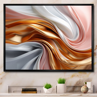 Art liquide en mouvement en rose doré et bleu I - formes abstraites sur toile