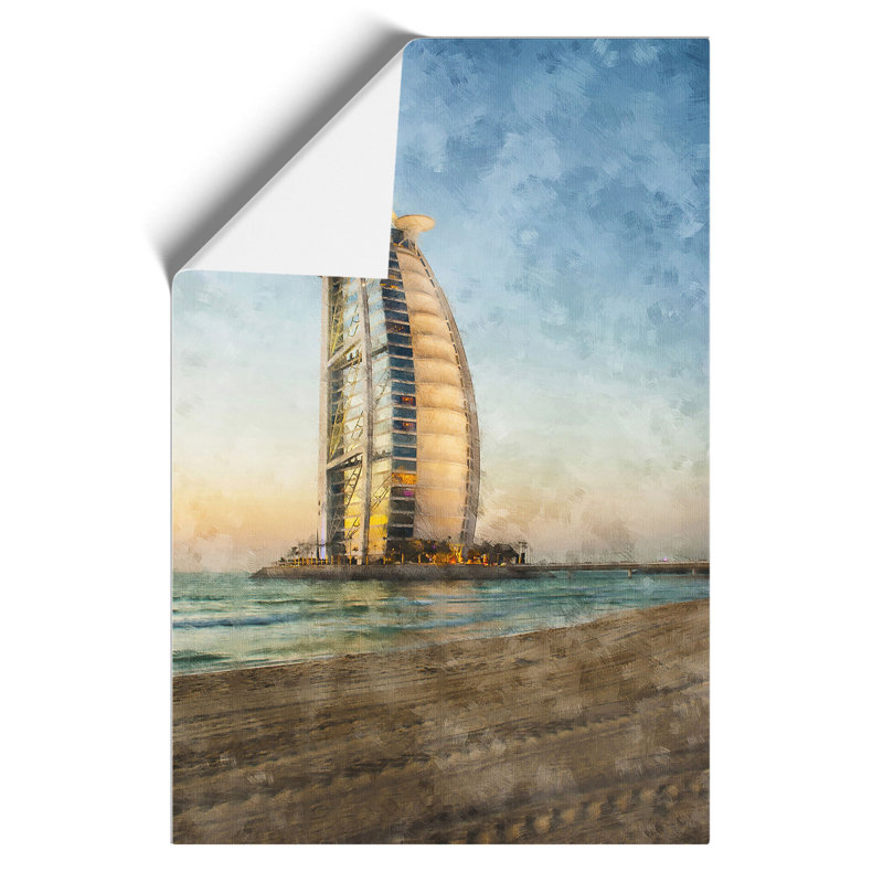 The Burj Al Arab in Dubai Painting - Frameless Print, 59cm H x 42cm W x 0.1cm D