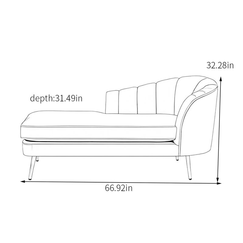 Chaise longue avec structure en bois massif, Rose, Accoudoir à droite (vu de face)