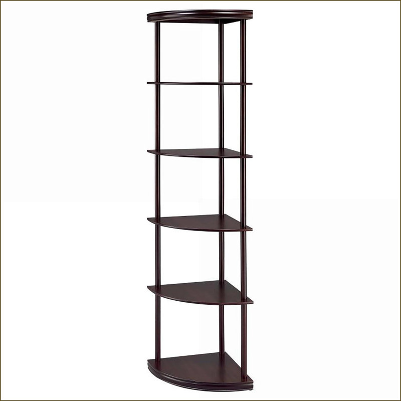 Bibliothèque, coin transitionnel à 5 tablettes, H 71,75 po, bois d'ingénierie, brun foncé | Cappuccino | Bureau