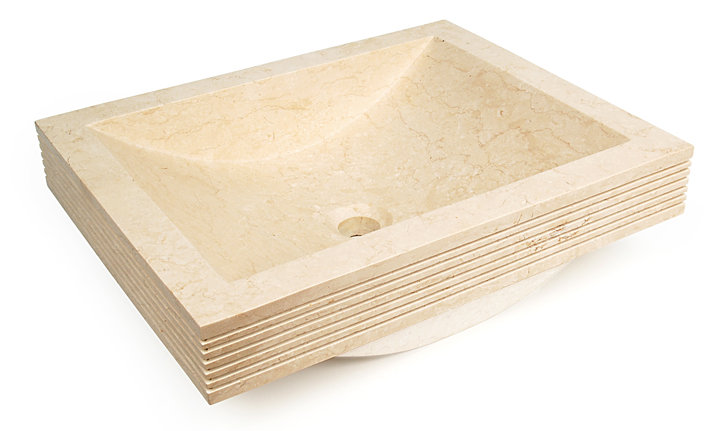 Lavabo de salle de bain vasque rectangulaire en pierre naturelle Genoa, Marbre Emperadore foncé