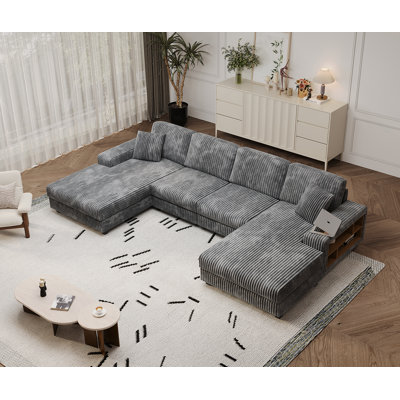 Versatile Convertible Sofa with Corduroy Fabric for Living Room Comfort