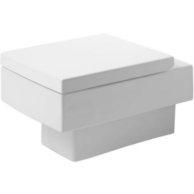 Vero Dual-Flush Square/Rectangular Wall-Mount Toilet with Glazed Surface (Seat Not Included), White Alpine