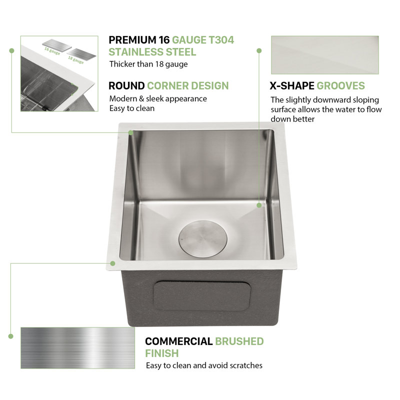 Undermount Prep Sink - Compact Stainless Steel Utility Design