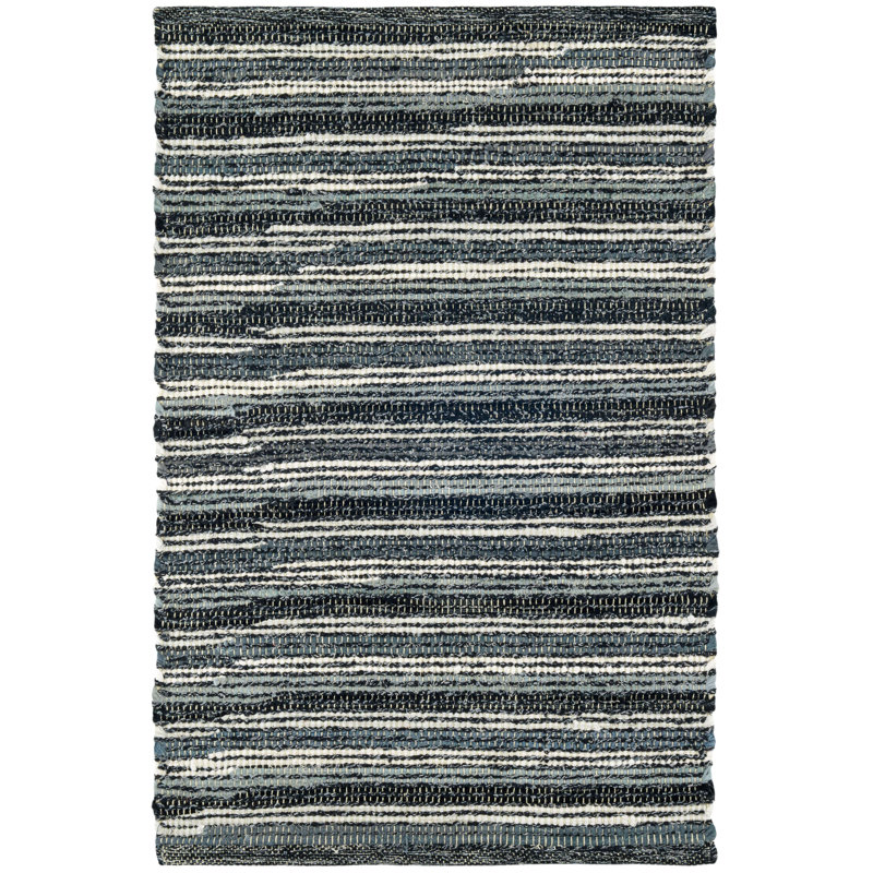 Francisco Black Handwoven Cotton Rug, Rectangle 5' x 8'