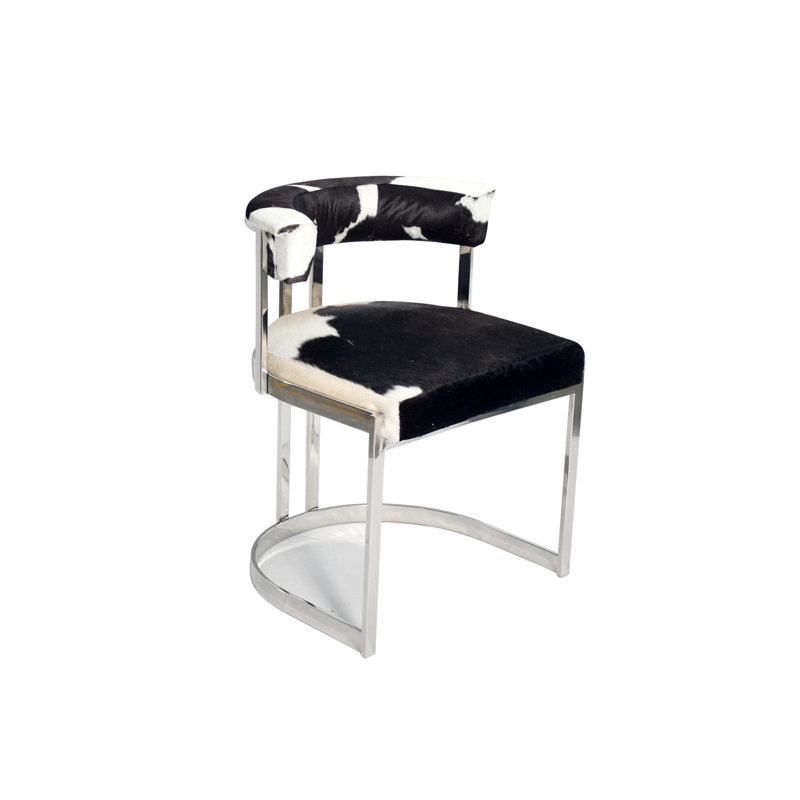 Chaise en cuir de vache Emerine, Chrome chrome