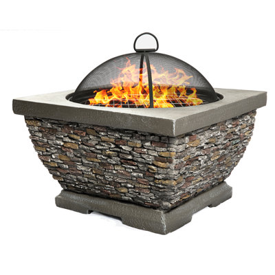 Willam Square Stone Charcoal and Wood Burning Fire Pit