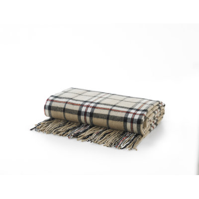 Plaid Blanket with Fringe