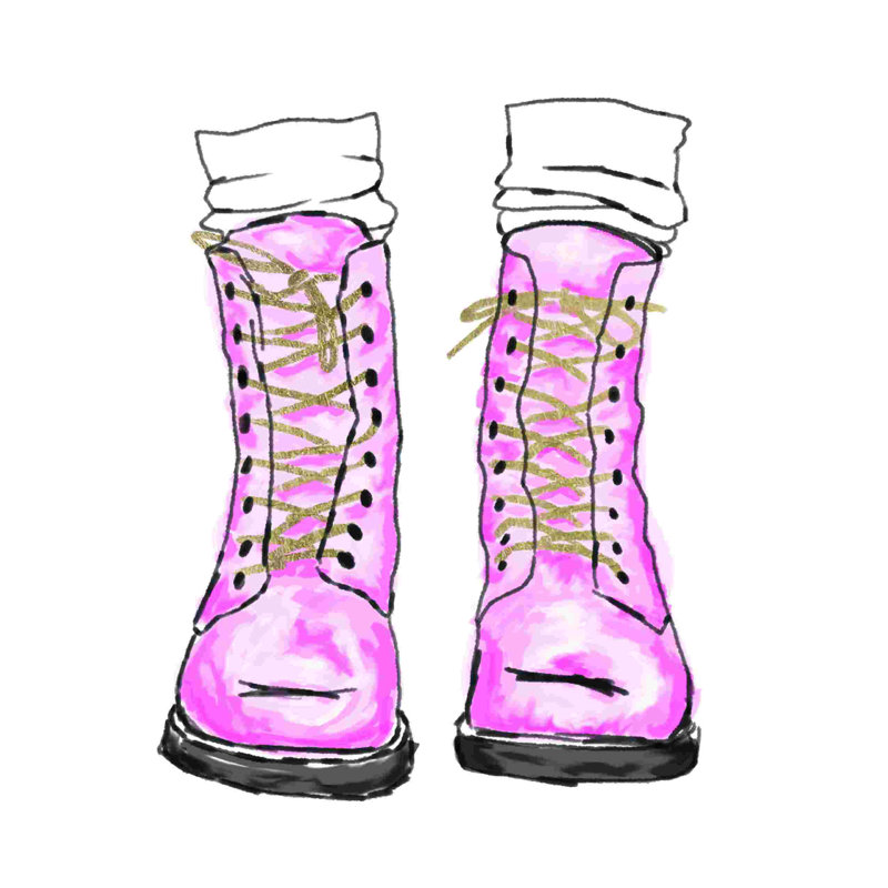 Pink Boots - Wrapped Canvas Painting, 30" H x 30" W  