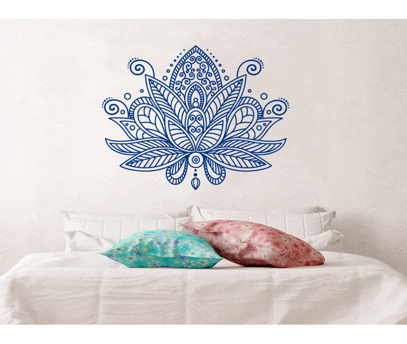 Décalcomanie murale fleur mandala lotus Estrella, bleu