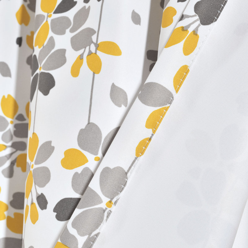 Weeping Flowers Room Darkening Pair, Yellow/Gray, 52" W x 95" H