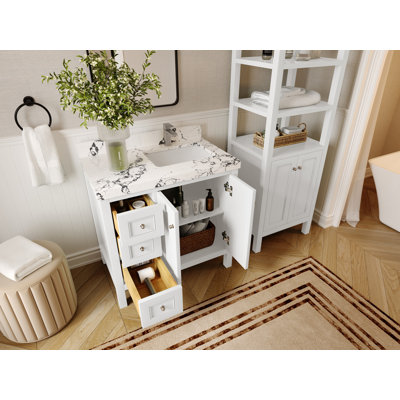 Nashville 36 In. W X 22 In. D Right Offset Sink Bathroom Vanity In With 2 In. Frosty Carrara Quartz