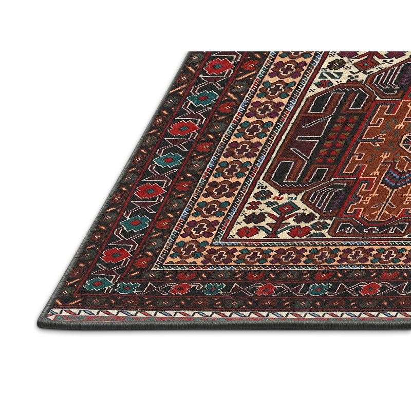 Tapis brun/noir/beige traditionnel, Rectangle 5 pi x 7 pi