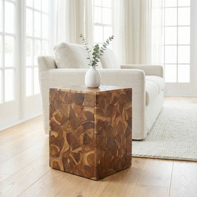 Table d'appoint carrée en bois de teck Llewellyn