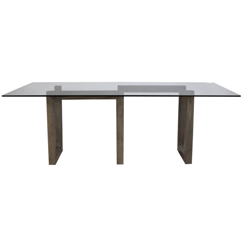 Reesa Rectangular Glass Top with Solid Wood Base Dining Table, Nantucket, 29" H x 72" L x 44" W