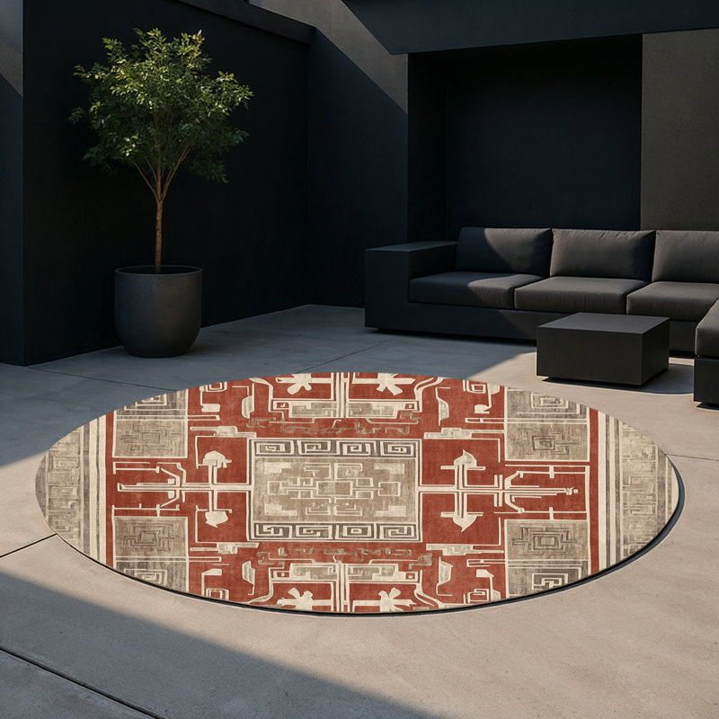 Ionian Dreams Indoor And Outdoor Area Rug, Round 5'