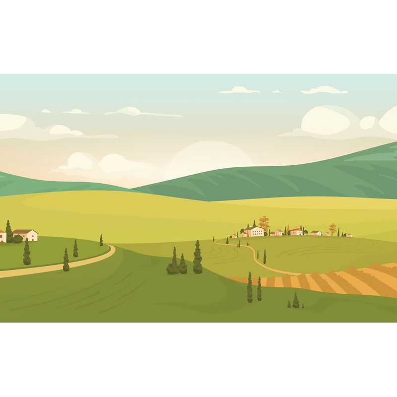 Papier peint de qualité supérieure - Paysage de campagne idyllique, L 96 po x l 120 po